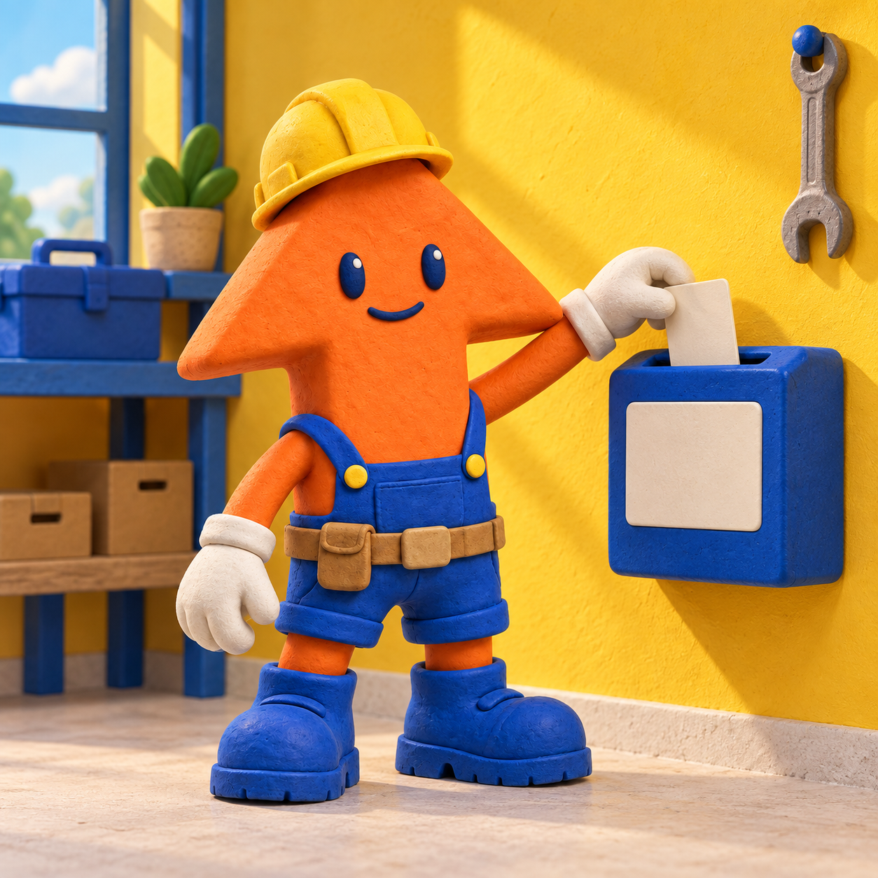 Arrow Stonk arrives at an unmarked workshop clock.